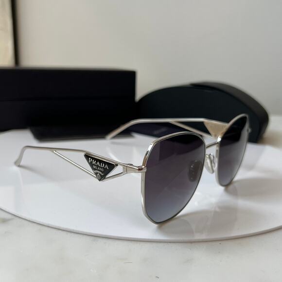 NEW Prada PR57YS Sunglasses in Silver Grey Gradient - Picture 9 of 11